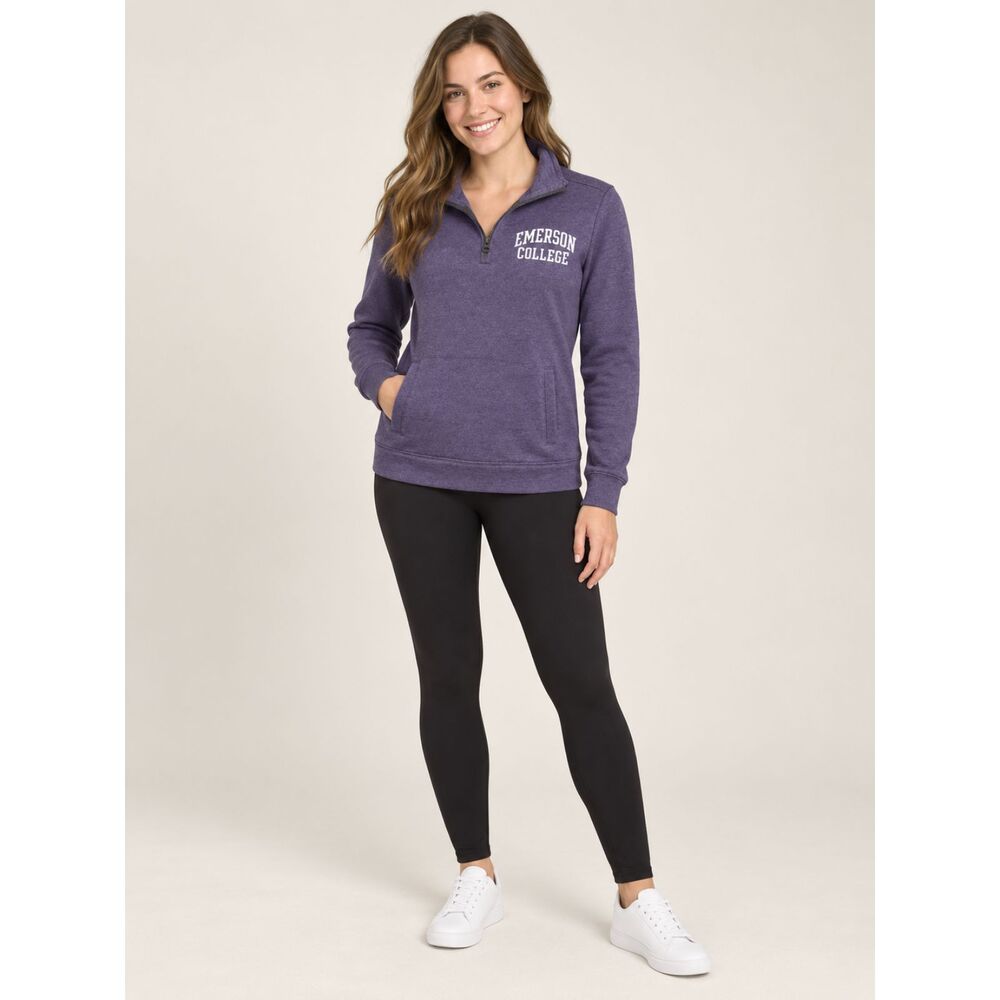 Emerson College Purple Quarter-Zip Pullover Womenโs M